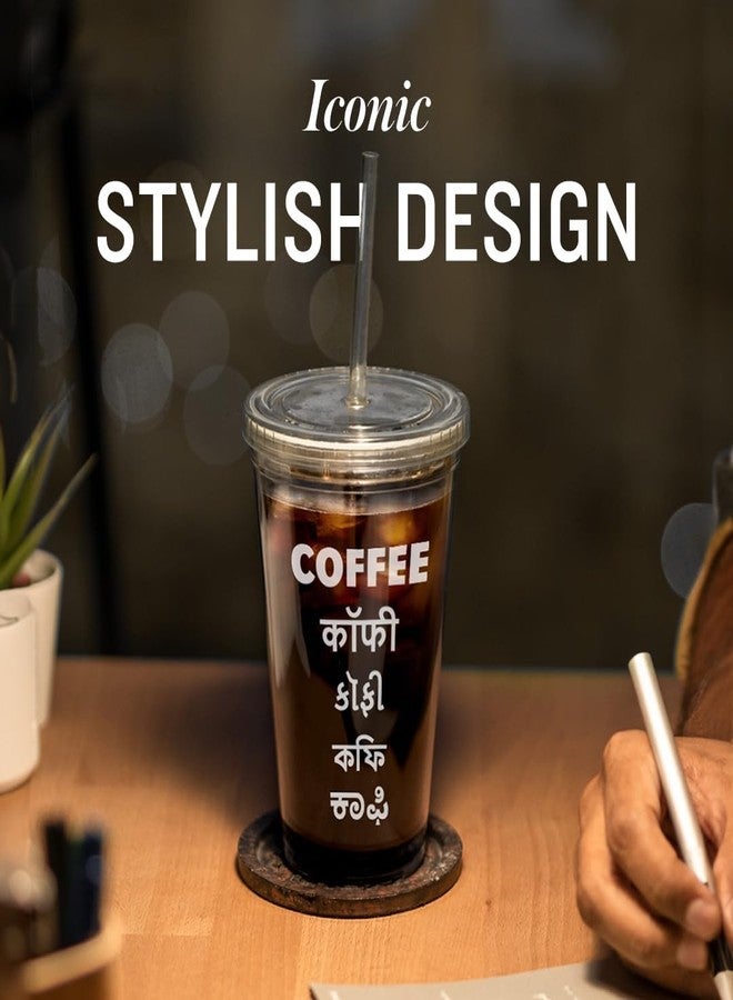 Sleepy Owl Tumbler with Lid and Straw | 475 ml | Secure Seal | Spill Proof | Sipper for Water Tea Smoothie Coffee | Travel Friendly | Suitable for Office | Carry Cold Beverages | Transparent - Image 3